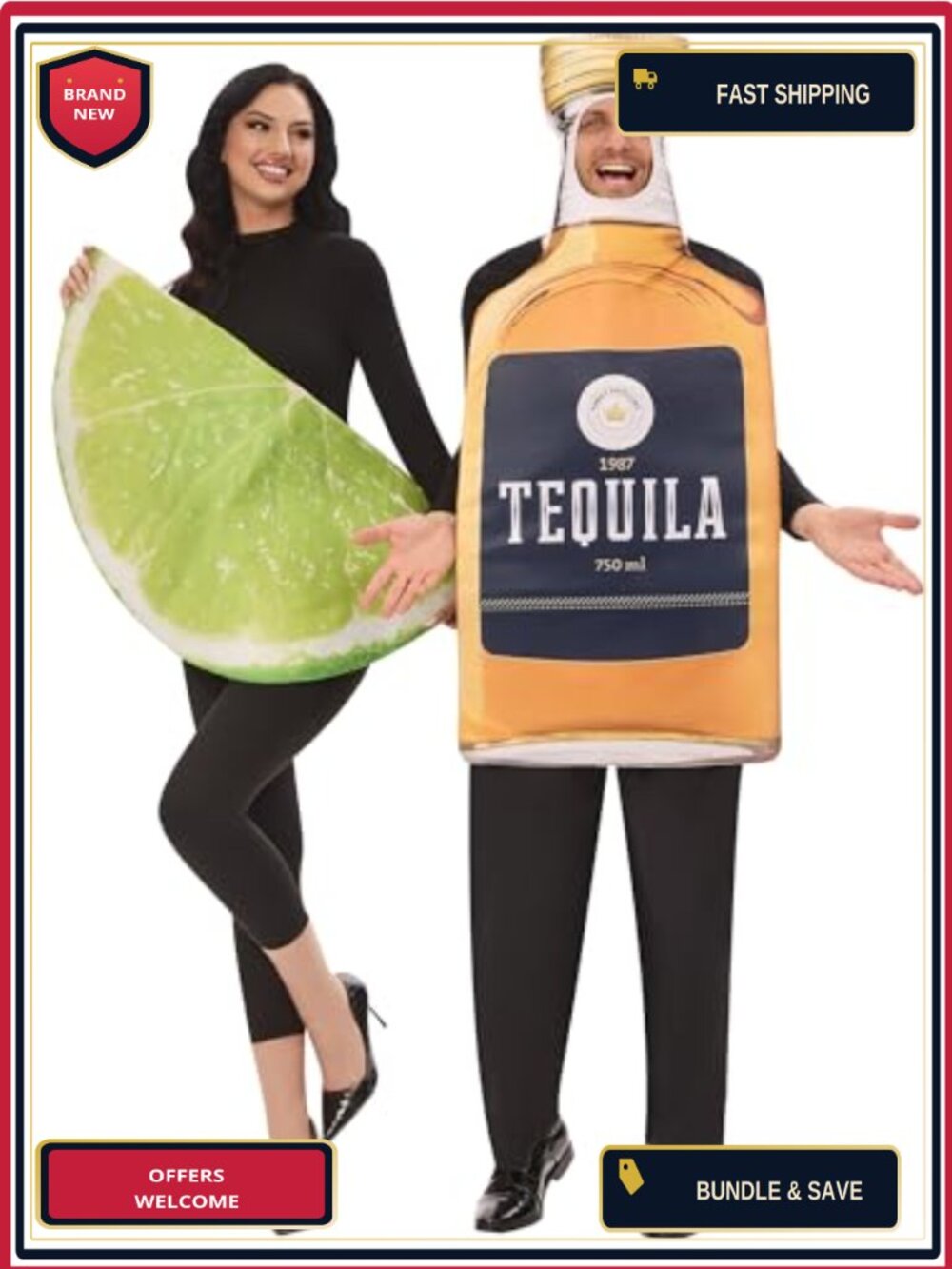 Tequila Lime Couple Halloween Costume 2 Pc Sleeveless Tunics One Size